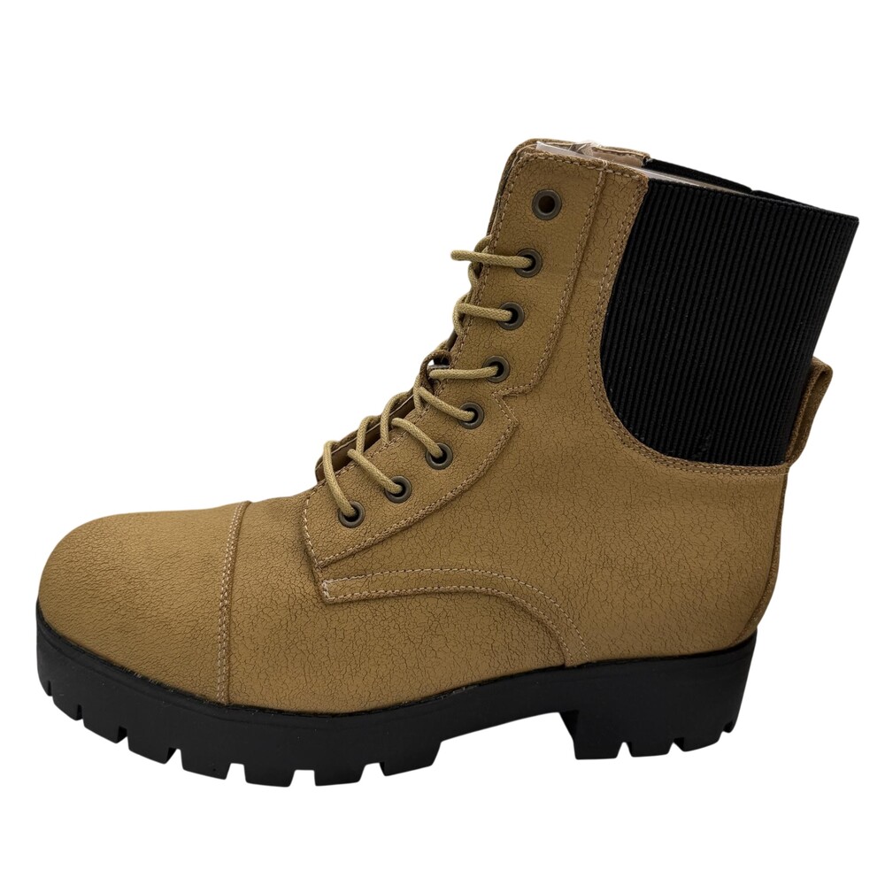 Seven7 Jadon Boots Womens Size 11 Tan Faux Leather Combat Lace Up Ankle